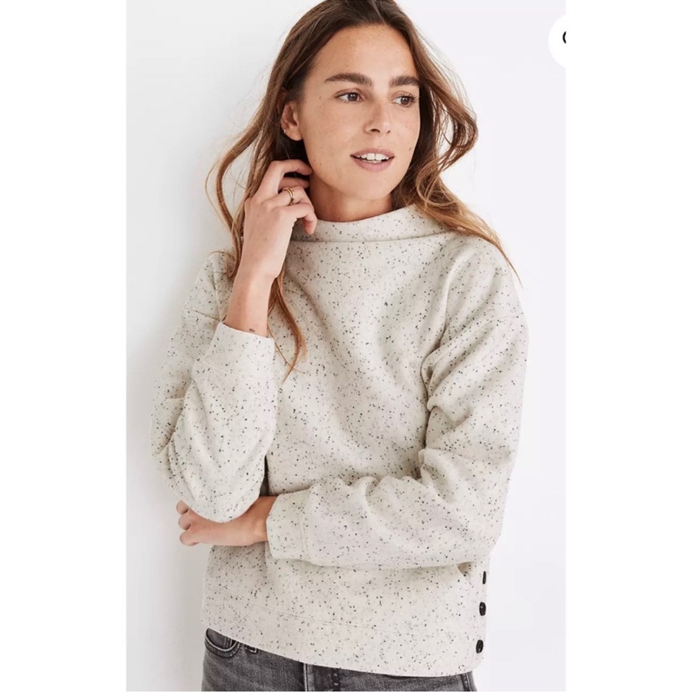 Madewell MWL Betterterry Mockneck Side-Button Sweatshirt, size XL, EUC